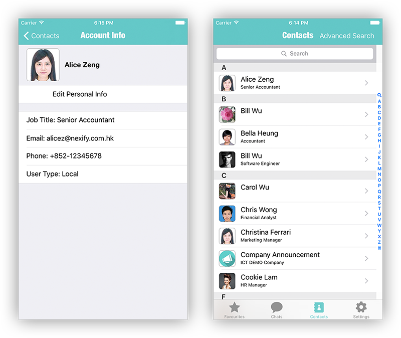 NexChat Contact Directory